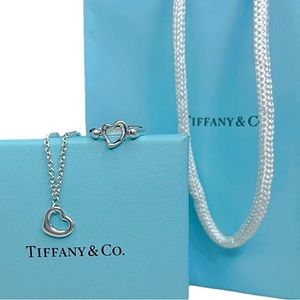 Tiffany & Co. Elsa Peretti Open Heart Ring & Bracelet Set Sterling Silver 925